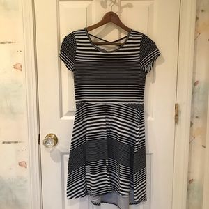 skater dress, black and white stripes